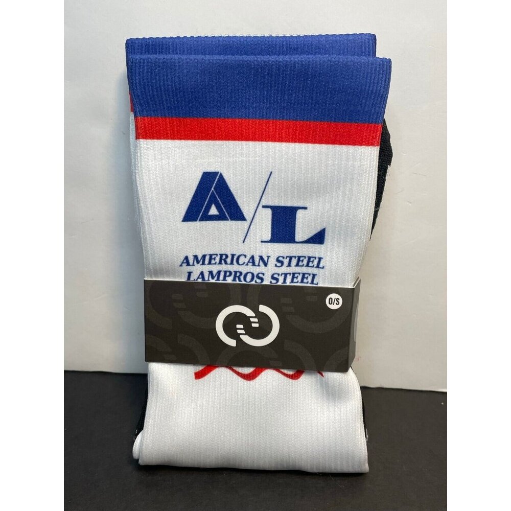 American Steel Lampros Socks mens one size custom lab USA white new